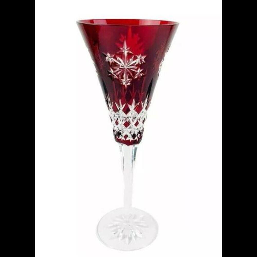 🔮Waterford Crystal Ruby Fluted Champagne Snowflake No Charm 10.25"